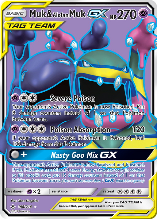 Muk & Alolan Muk GX  (Full Art) 196/214 - SM  Unbroken Bonds Holofoil - for just $14.70! 