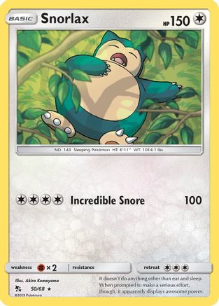 Snorlax 050/68 - Hidden Fates Reverse Holofoil - for just $0.50! 