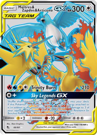 Moltres & Zapdos & Articuno GX (Full Art) 066/68 - Hidden Fates Holofoil - for just $19.96! 
