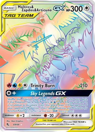 Moltres & Zapdos & Articuno GX (Secret) 069/68 - Hidden Fates Holofoil - for just $17.71! 