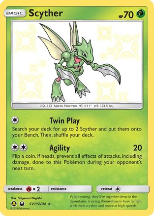 Scyther SV1/SV94 - Hidden Fates Shiny Vault Holofoil - for just $4.30! 