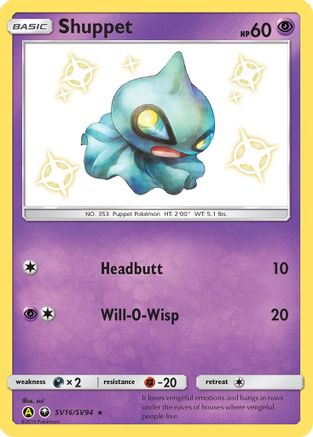Shuppet SV16/SV94 - Hidden Fates Shiny Vault Holofoil - for just $1! 