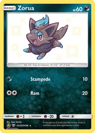 Zorua SV25/SV94 - Hidden Fates Shiny Vault Holofoil - for just $4.38! 