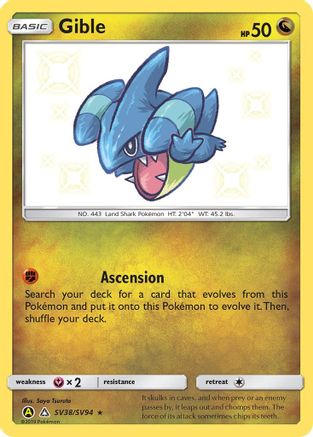 Gible SV38/SV94 - Hidden Fates Shiny Vault Holofoil - for just $1.50! 