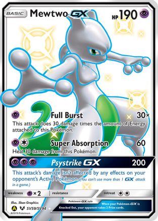 Mewtwo GX SV59/SV94 - Hidden Fates Shiny Vault Holofoil - for just $43.52! 