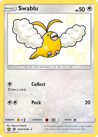 Swablu SV42/SV94 - Hidden Fates Shiny Vault Holofoil - for just $2.18! 