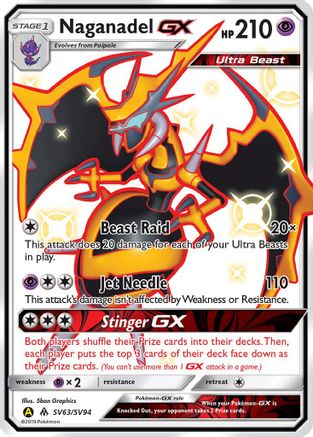 Naganadel GX SV63/SV94 - Hidden Fates Shiny Vault Holofoil - for just $6.38! 