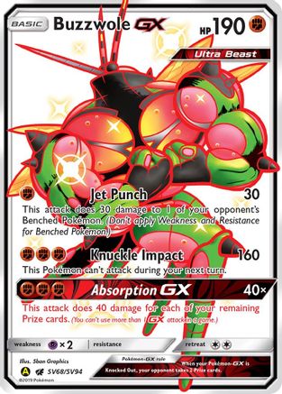 Buzzwole GX SV68/SV94 - Hidden Fates Shiny Vault Holofoil - for just $1.75! 