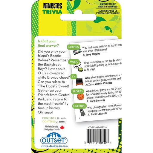 1990s A Decade of Trivia Card Game Outset - for just $7.99! 