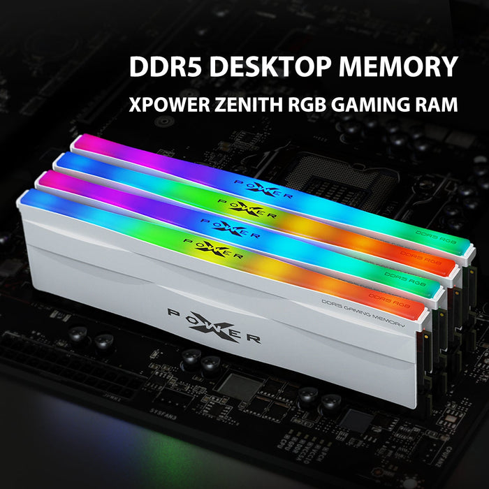 Silicon Power Zenith RGB DDR5 6000MT/s (PC5-48000) CL30 32GB(2x16GB)-64GB(2x32GB) AMD Expo/Intel XMP 3.0 Dual Pack 1.35V Desktop Unbuffered DIMM [White] - for just $395.97! 