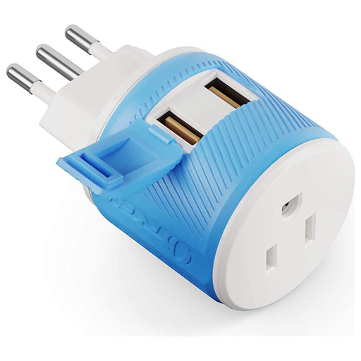 Italy, Uruguay Travel Adapter - 3 in 1 - 2 USB - Type L - Compact Design (U2U-12A) - Just $9.99! Shop now at Retro Gaming of Denver