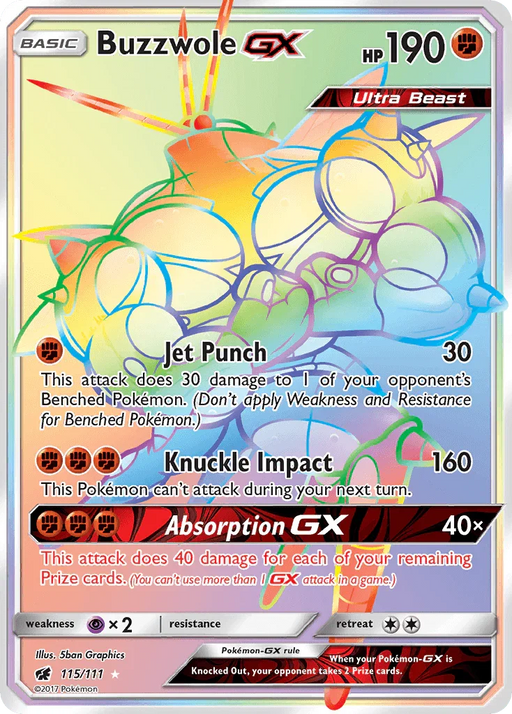 Buzzwole GX (115/111) [Sun & Moon: Crimson Invasion] - for just $6.15! 