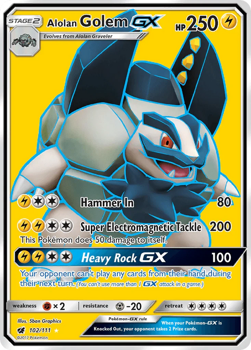 Alolan Golem GX (102/111) [Sun & Moon: Crimson Invasion] - for just $1.95! 