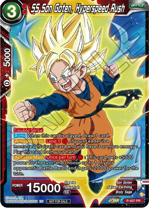 SS Son Goten, Hyperspeed Rush (Zenkai Series Tournament Pack Vol.1) (P-407) [Tournament Promotion Cards] - for just $0.80! 