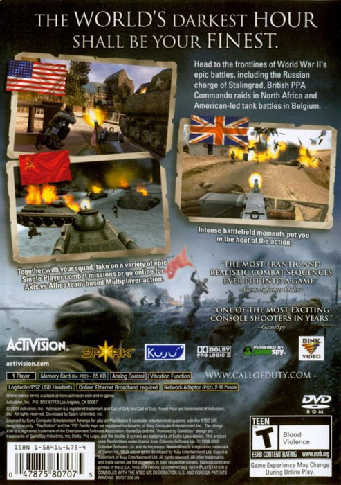Call of Duty: Finest Hour – PlayStation 2 (PS2) - for just $8.99! 