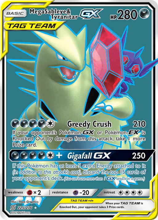 Mega Sableye & Tyranitar GX (225/236) [Sun & Moon: Unified Minds] - for just $18.45! 