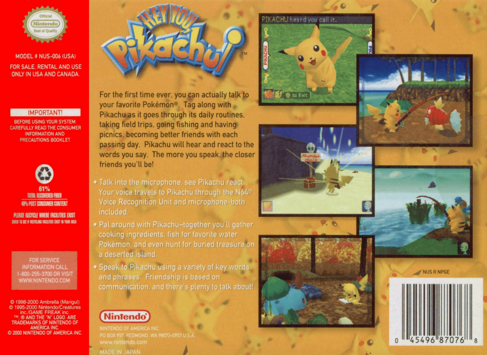 Hey You Pikachu – Nintendo 64 (N64) - for just $12.99! 