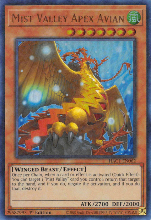 Mist Valley Apex Avian (Duel Terminal) [HAC1-EN062] Parallel Rare - for just $0.15! 