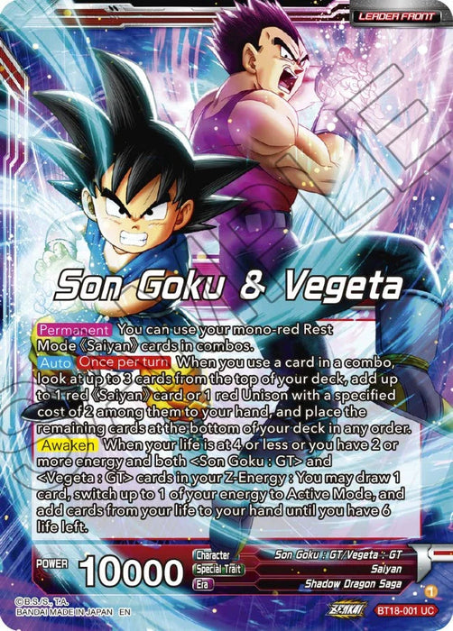Son Goku & Vegeta // SS4 Son Goku & SS4 Vegeta, In It Together (BT18-001) [Dawn of the Z-Legends] - for just $0.10! 