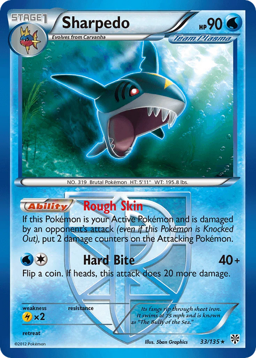 Sharpedo (33/135) [Black & White: Plasma Storm] - for just $0.50! 