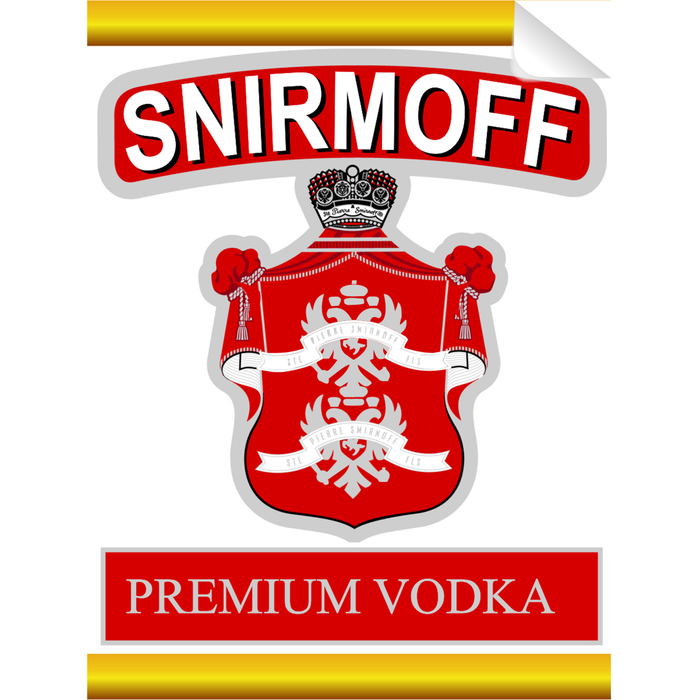 Snirmoff Vodka Single Self Adhesive Label - License and Royalty Free for Film Use - for just $3! 