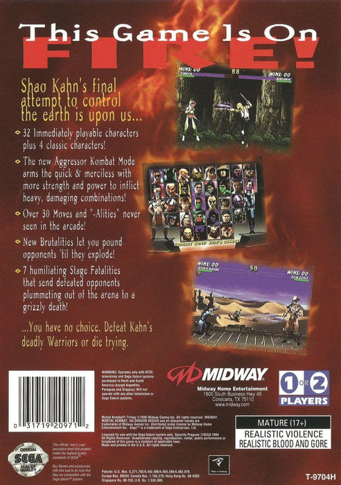 Mortal Kombat Trilogy – Sega Saturn (SS) - for just $119.99! 