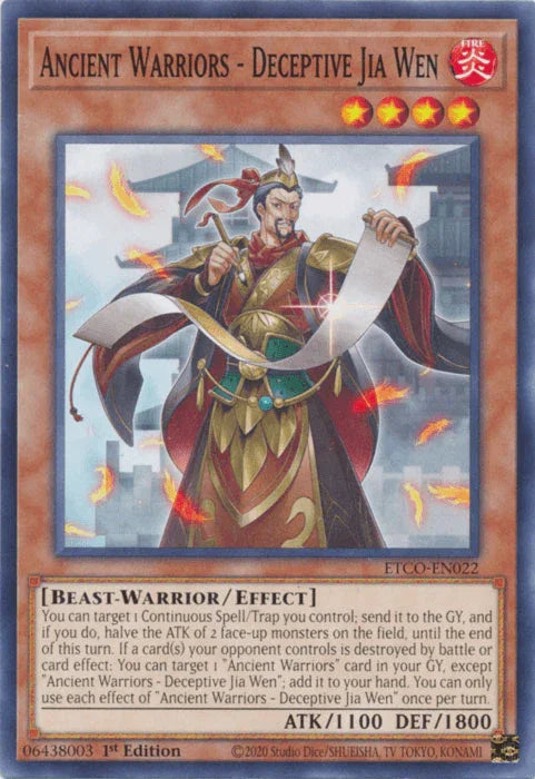 Ancient Warriors - Deceptive Jia Wen [ETCO-EN022] Common - for just $0.10! 