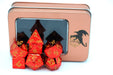 Red Chrome with Gold Solid Metal Barbarian Dice Set - for just $39.99! 