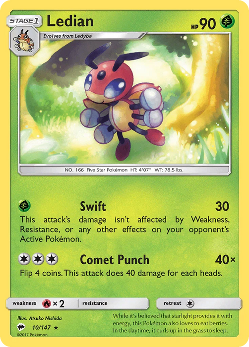 Ledian (10/147) [Sun & Moon: Burning Shadows] - for just $0.15! 