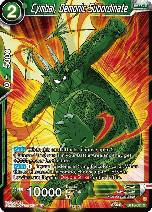 Cymbal, Demonic Subordinate (BT18-081) [Dawn of the Z-Legends] - for just $0.10! 