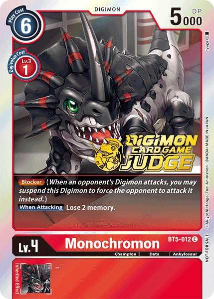 Monochromon [BT5-012] (Judge Pack 1) [Battle of Omni Promos] - Just $0.09! Shop now at Retro Gaming of Denver