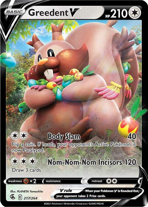 Greedent V (217/264) [Sword & Shield: Fusion Strike] - for just $0.40! 