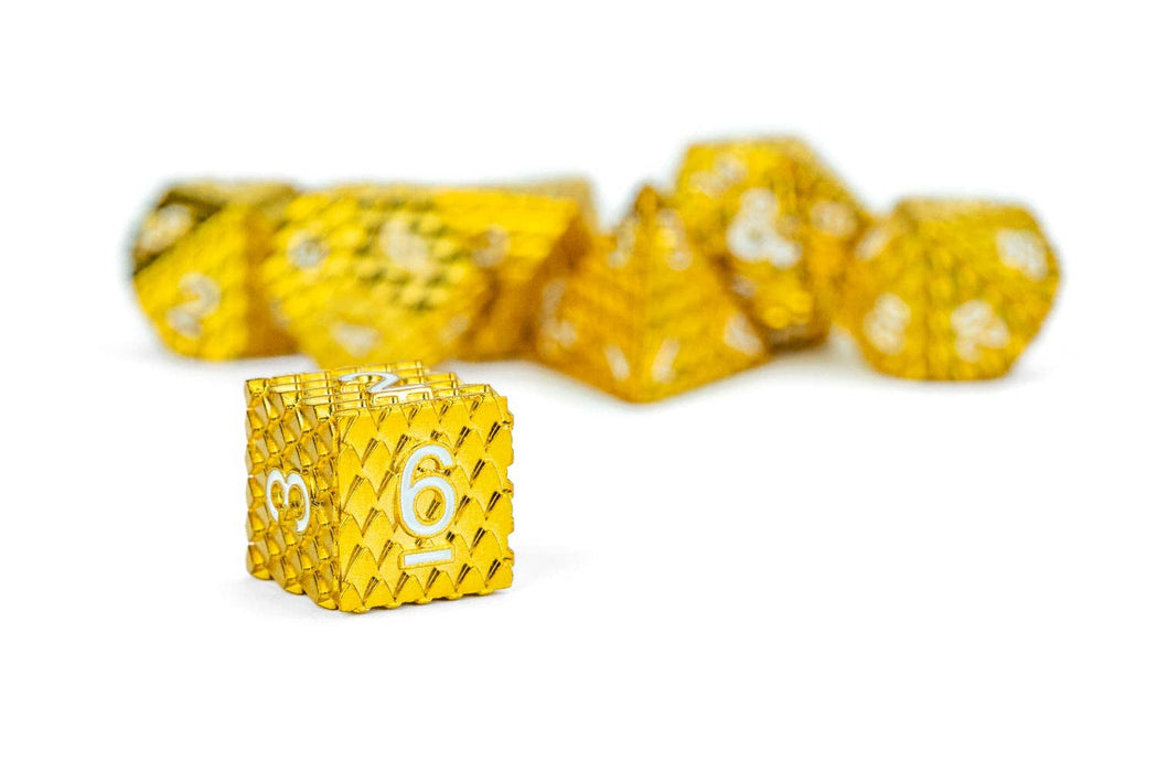 D&D Dragon Scale Metal Dice Set — Gold - for just $49.99! 