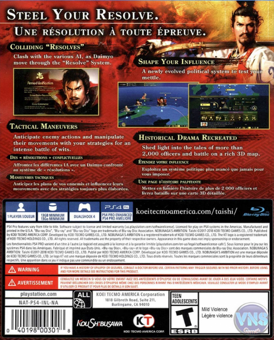 Nobunaga's Ambition: Taishi – PlayStation 4 (PS4) - for just $13.99! 