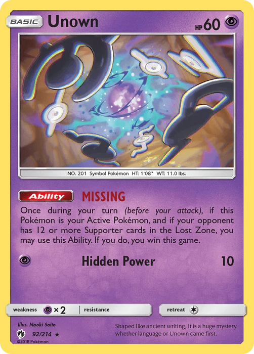 Unown (92/214) [Sun & Moon: Lost Thunder] - for just $0.25! 