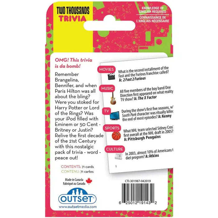 2000s A Decade of Trivia Card Game Outset - for just $7.99! 