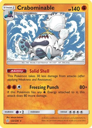 Crabominable 122/236 - SM  Cosmic Eclipse Reverse Holofoil - for just $0.23! 