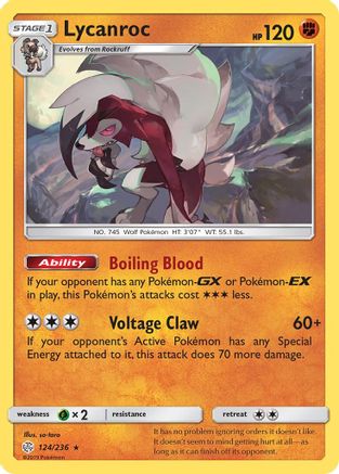 Lycanroc 124/236 - SM  Cosmic Eclipse Reverse Holofoil - for just $0.27! 