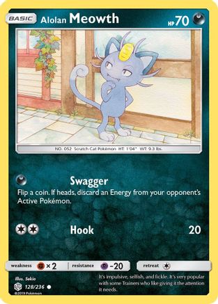 Alolan Meowth 128/236 - SM  Cosmic Eclipse - for just $0.13! 