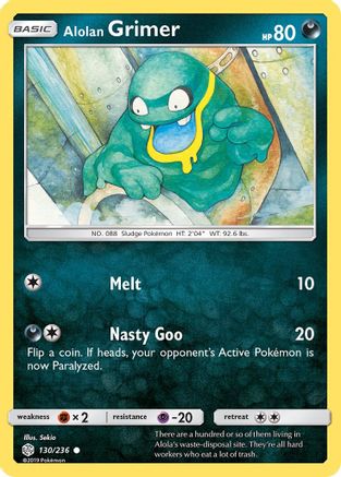 Alolan Grimer 130/236 - SM  Cosmic Eclipse Reverse Holofoil - for just $0.18! 