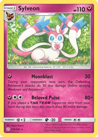 Sylveon 155/236 - SM  Cosmic Eclipse Reverse Holofoil - for just $4.50! 