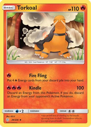 Torkoal 029/236 - SM  Cosmic Eclipse Reverse Holofoil - for just $0.28! 
