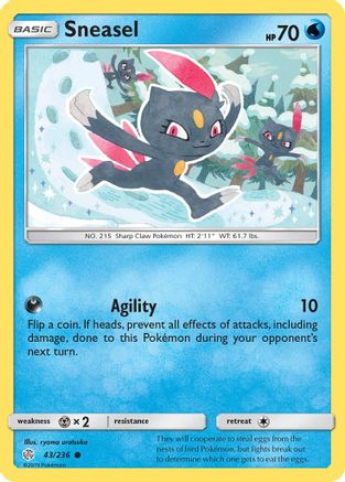 Sneasel 043/236 - SM  Cosmic Eclipse Reverse Holofoil - for just $0.13! 