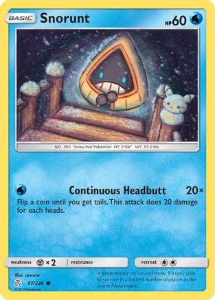 Snorunt 047/236 - SM  Cosmic Eclipse - for just $0.10! 