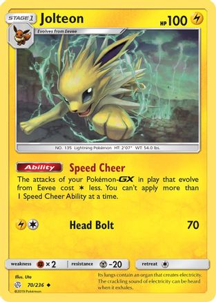 Jolteon 070/236 - SM  Cosmic Eclipse Reverse Holofoil - for just $0.76! 
