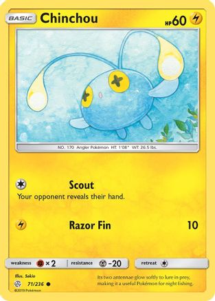 Chinchou 071/236 - SM  Cosmic Eclipse Reverse Holofoil - for just $0.15! 