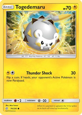 Togedemaru 074/236 - SM  Cosmic Eclipse Reverse Holofoil - for just $0.18! 