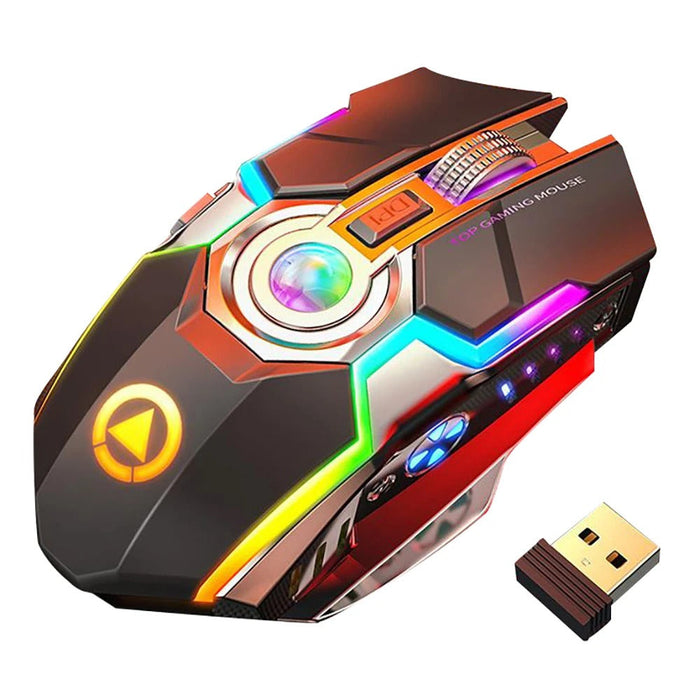 Color Wireless Gaming RGB Rechargeable Mute Button Mouse - for just $39.94! 