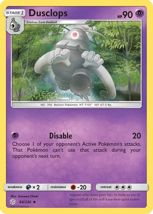 Dusclops 084/236 - SM  Cosmic Eclipse Reverse Holofoil - for just $0.23! 