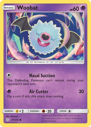 Woobat 087/236 - SM  Cosmic Eclipse Reverse Holofoil - for just $0.18! 